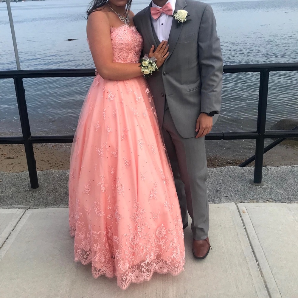 Pink two piece prom dress